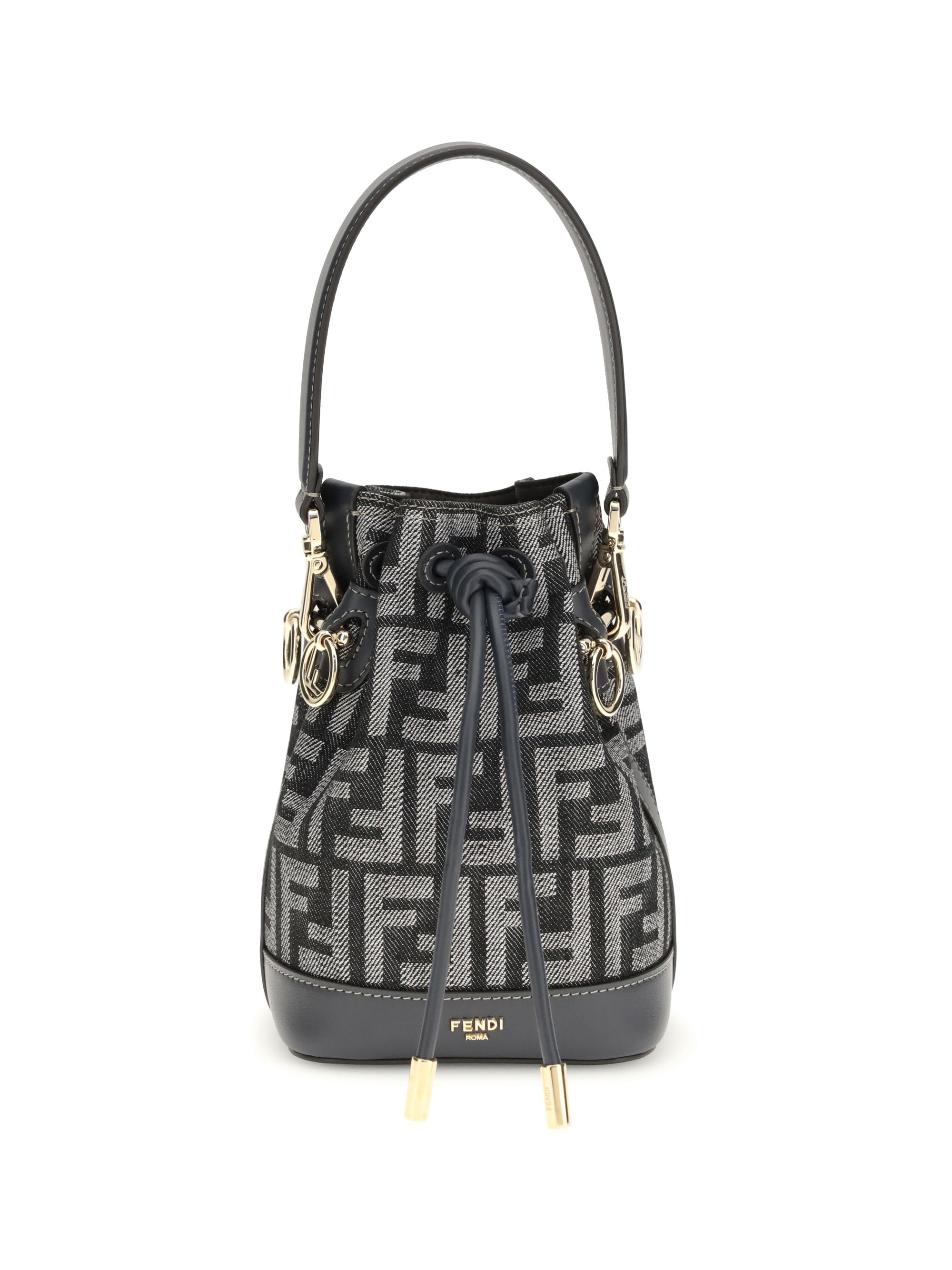 FENDI OS mon tresor denim-effect ff jacquard mini bucket bag