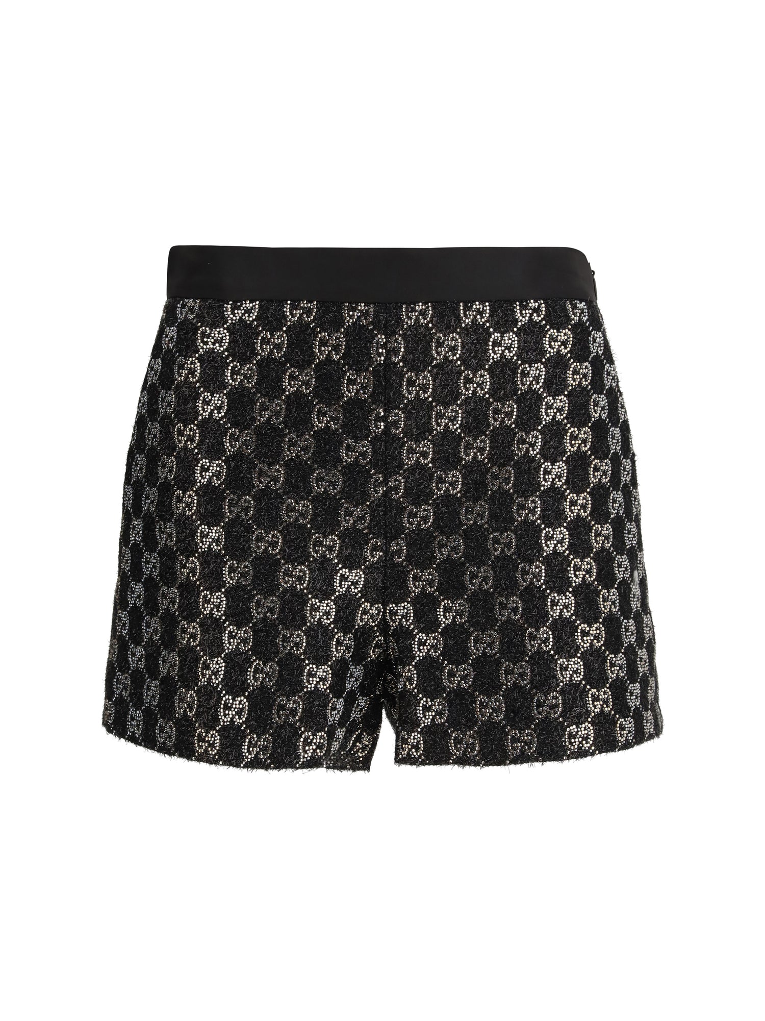 GUCCI 40 tweed wool lamé embroidered shorts