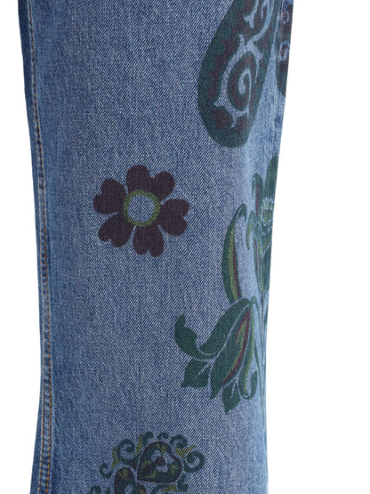 ETRO 26 flower and bee print flare jeans