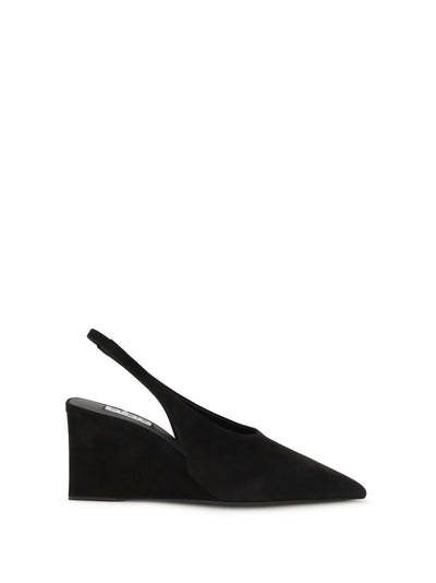 cube wedge slingback pumps