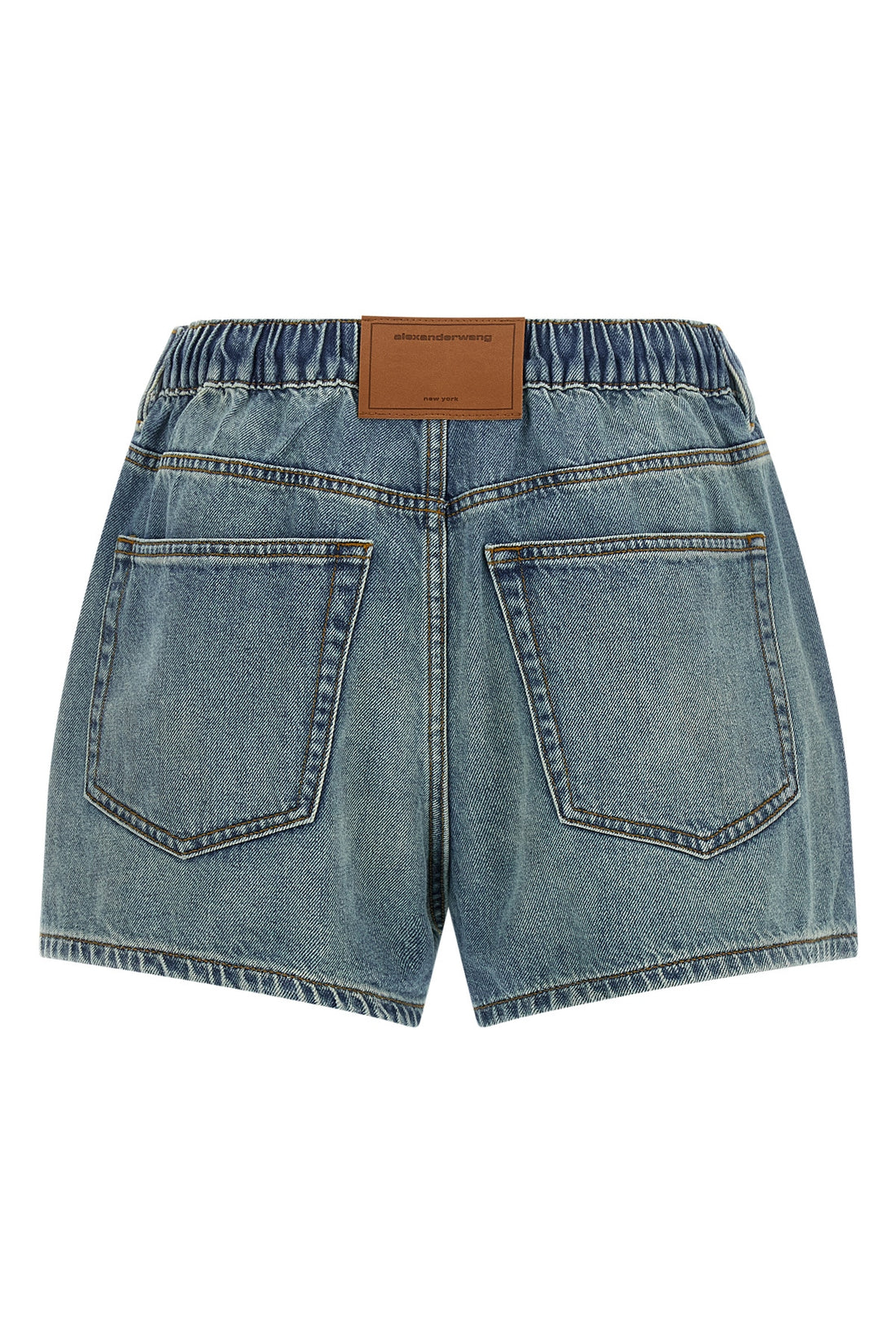 ALEXANDER WANG 24 marathon shorts in stone-washed cotton denim