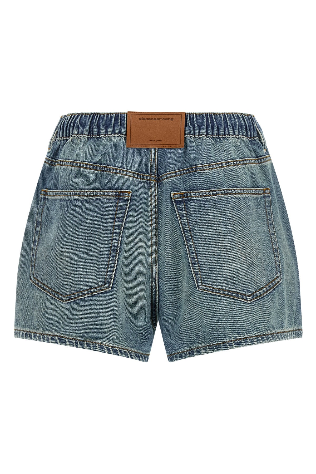 marathon shorts in stone-washed cotton denim