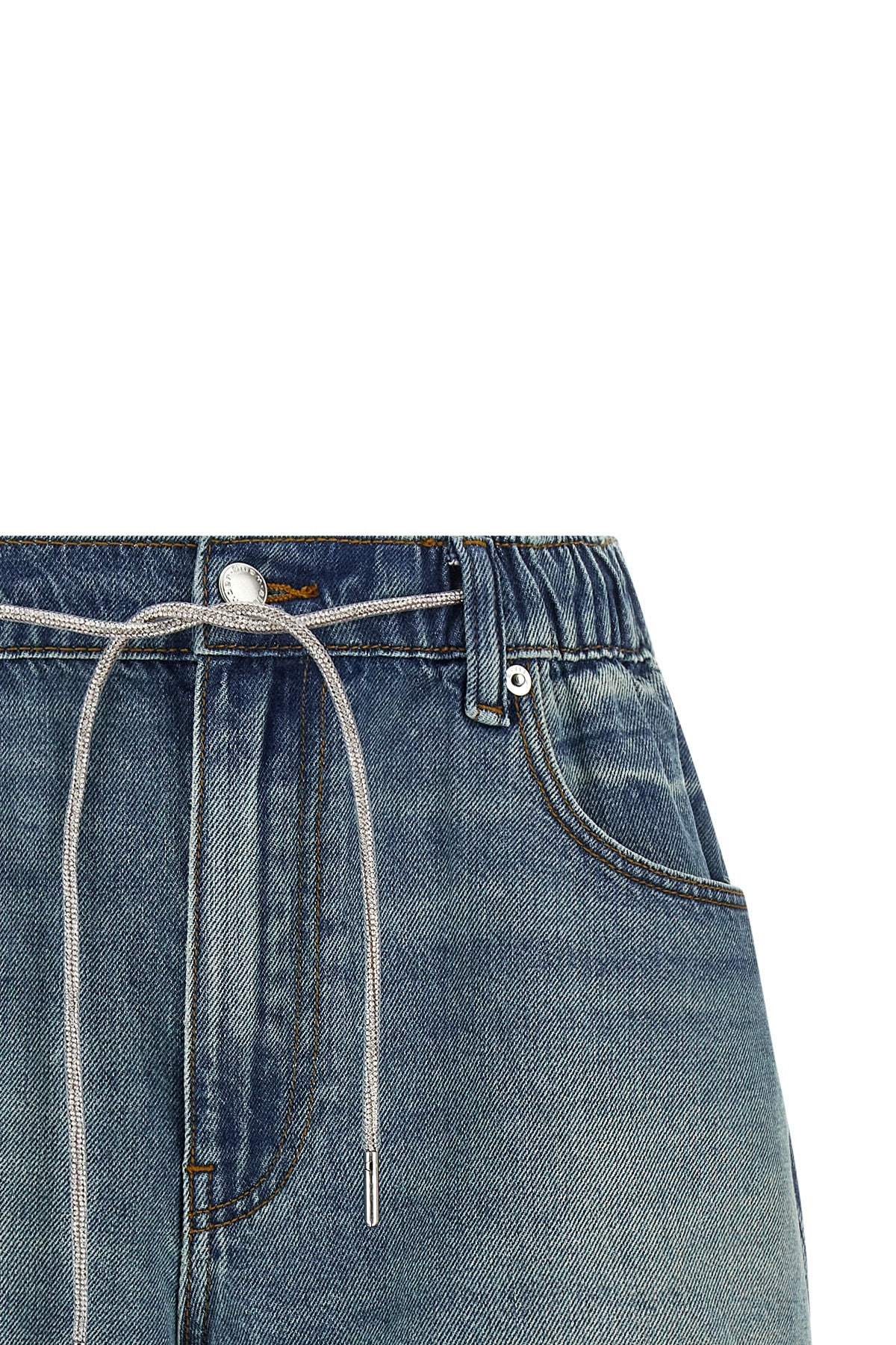marathon shorts in stone-washed cotton denim