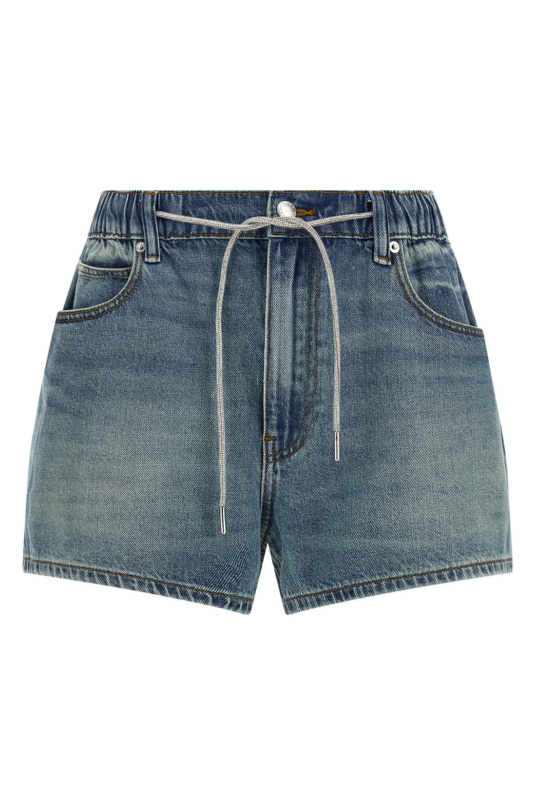 ALEXANDER WANG 24 marathon shorts in stone-washed cotton denim