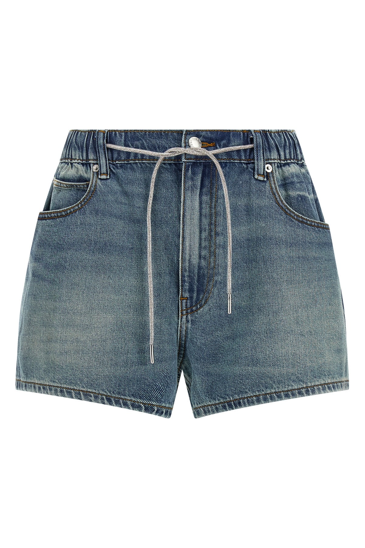 marathon shorts in stone-washed cotton denim