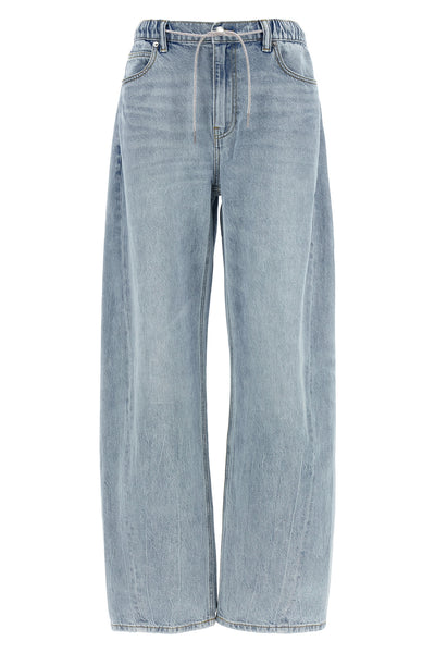 balloon jogger stone-washed cotton denim jeans