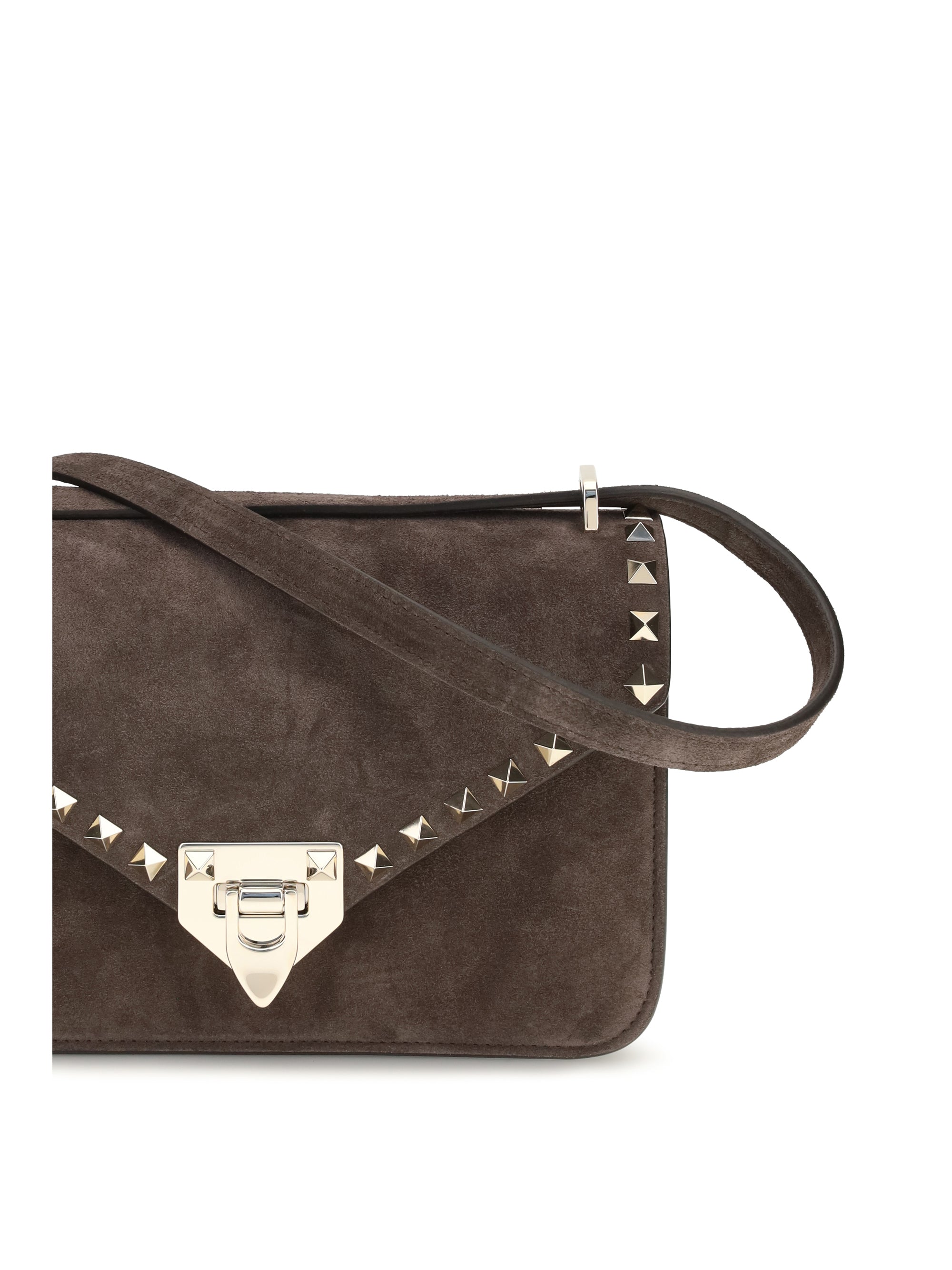 rockstud mini suede shoulder bag