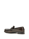 rivet vintage brushed leather loafers
