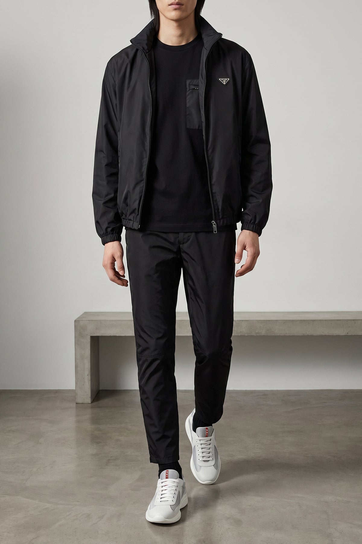 prada americas cup sneakers in leather and bike fabric