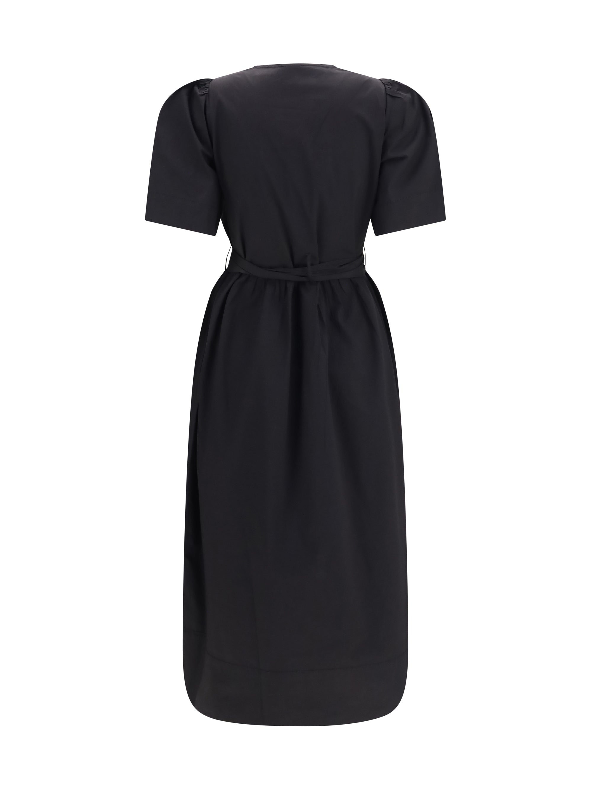 midi dress with bows and puff shoulders