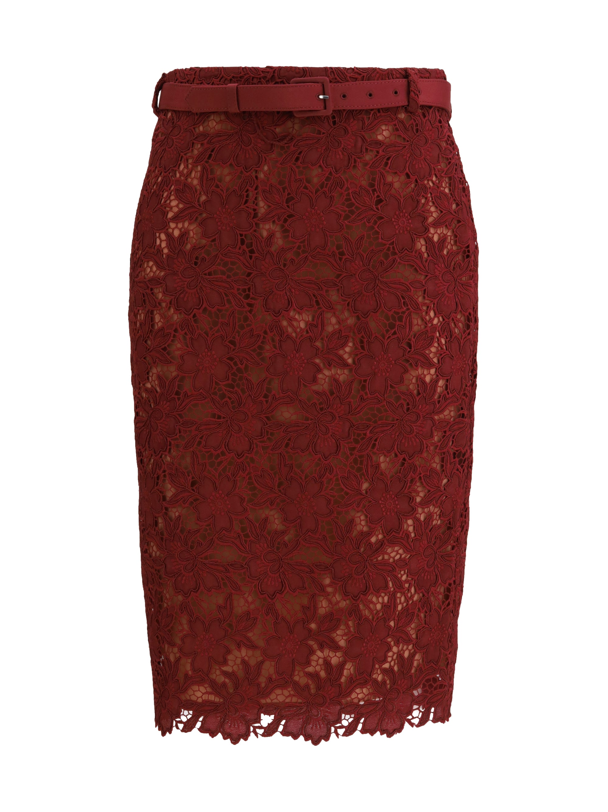 guipure lace midi skirt