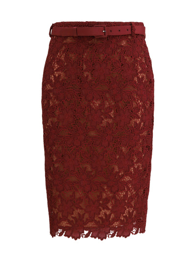 guipure lace midi skirt