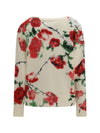 wool and cashmere sweater with applied roses