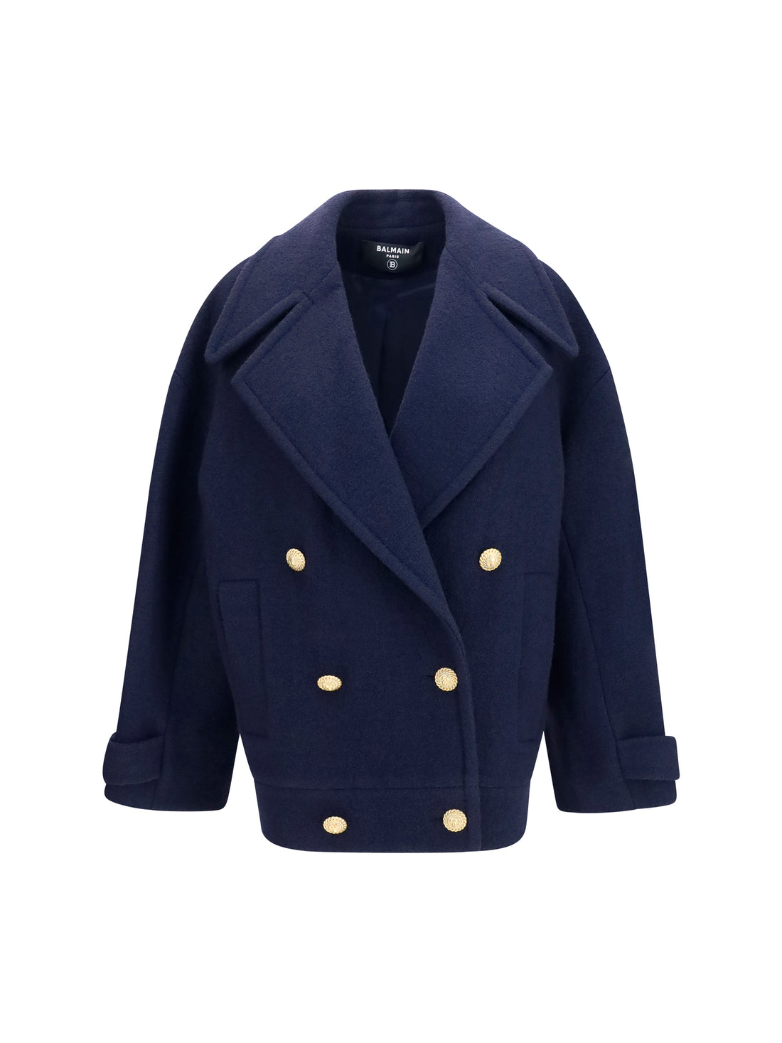BALMAIN 36 double-breasted wool coat with buttons