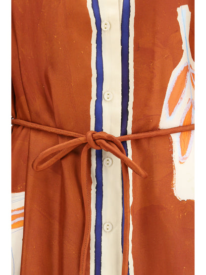 ALEMAIS 6 soleil d’amour silk shirtdress 
