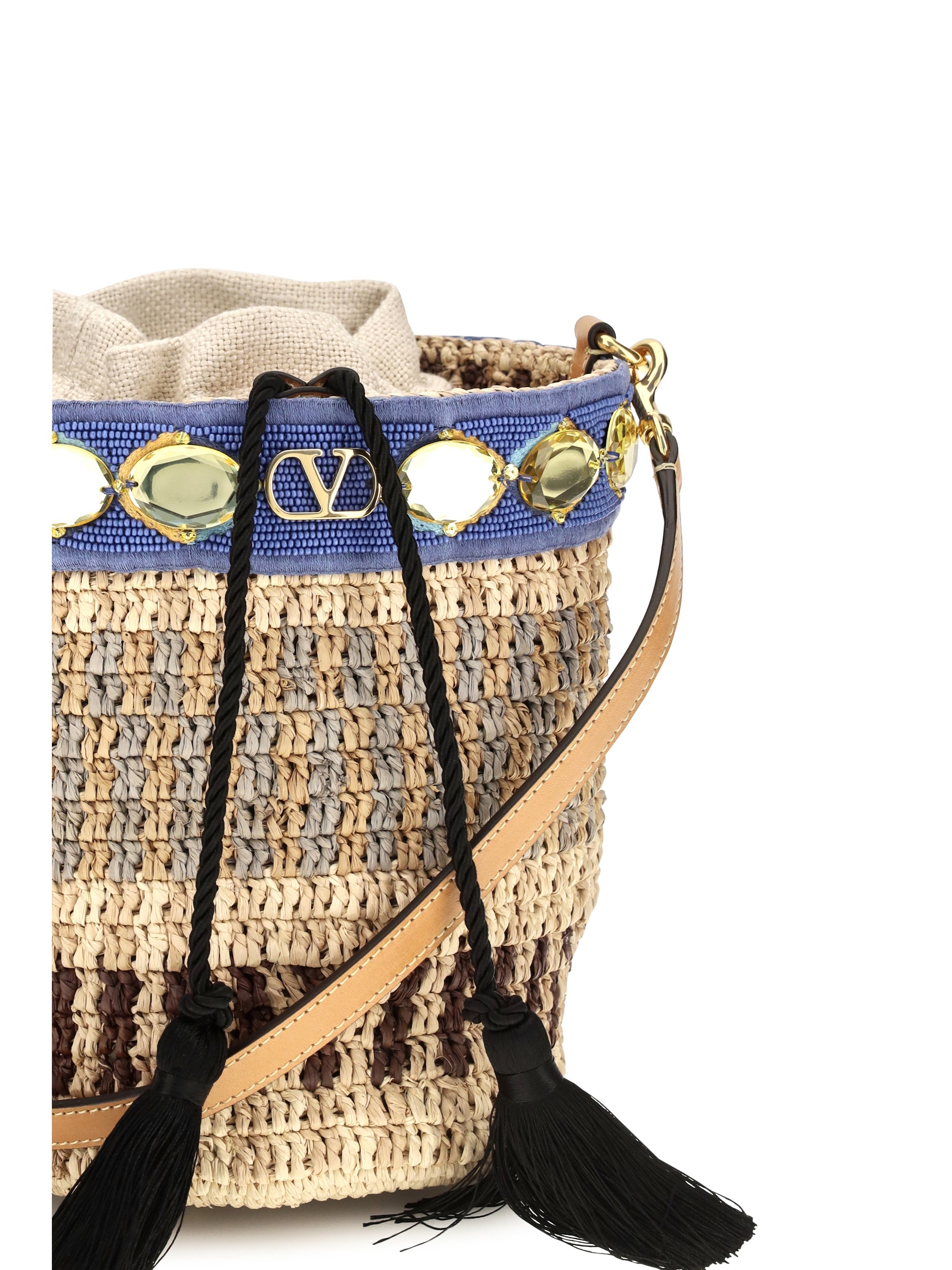 mini raffia bucket bag