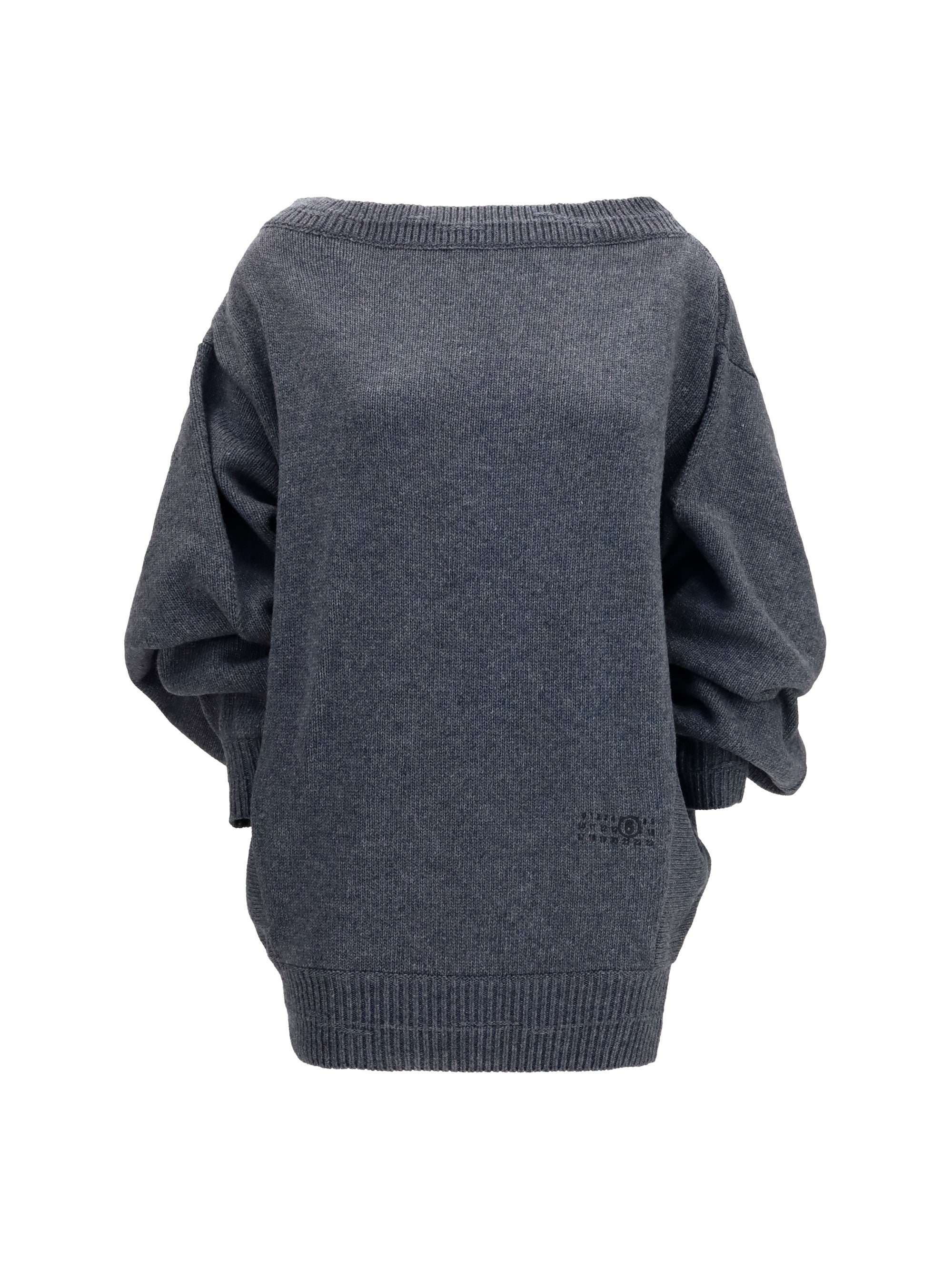 wool-blend mini dress with wide sleeves