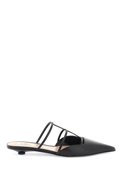 smooth leather rockstud wispy mules