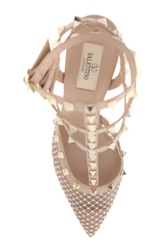 mesh rockstud pumps with crystals