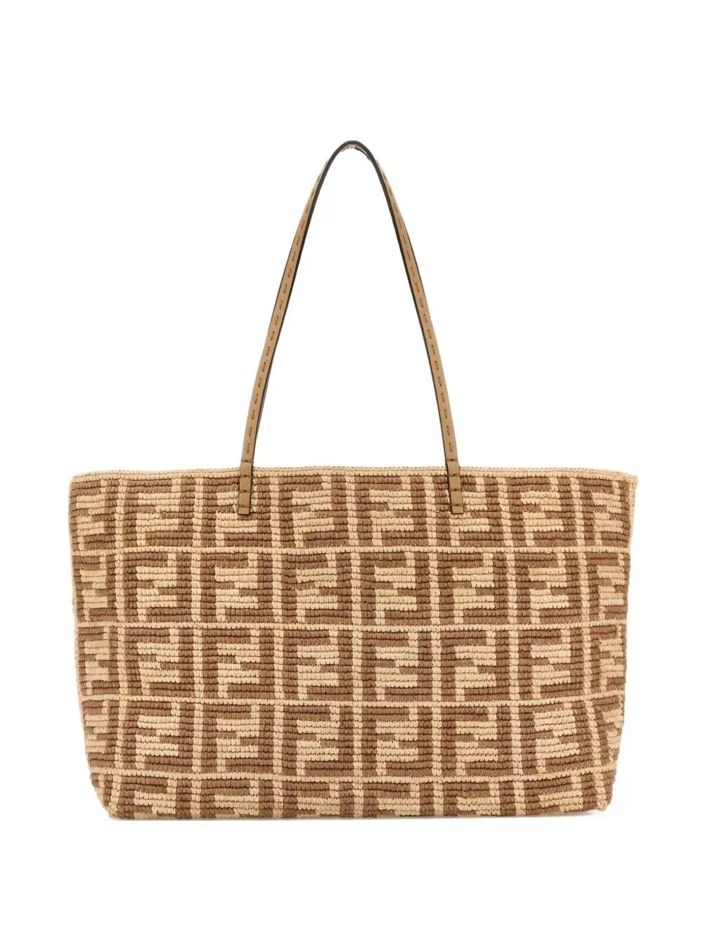 Fendi Ff Raffia Crochet Roll Large Shopper
