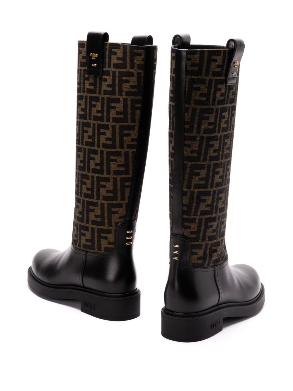 fendi filo leather and ff fabric boots