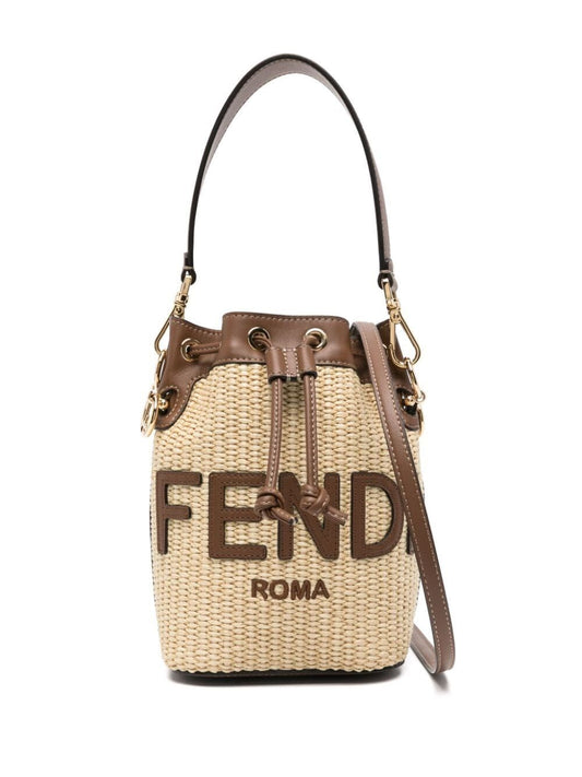 Fendi Mon Tresor Mini Bag In Natural Raffia