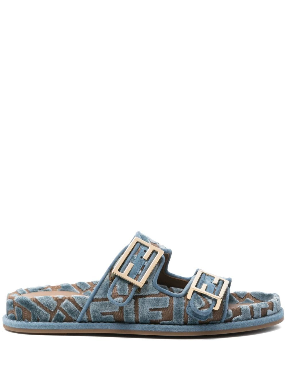 Fendi Fendi Feel Ff Jacquard Velvet Slides