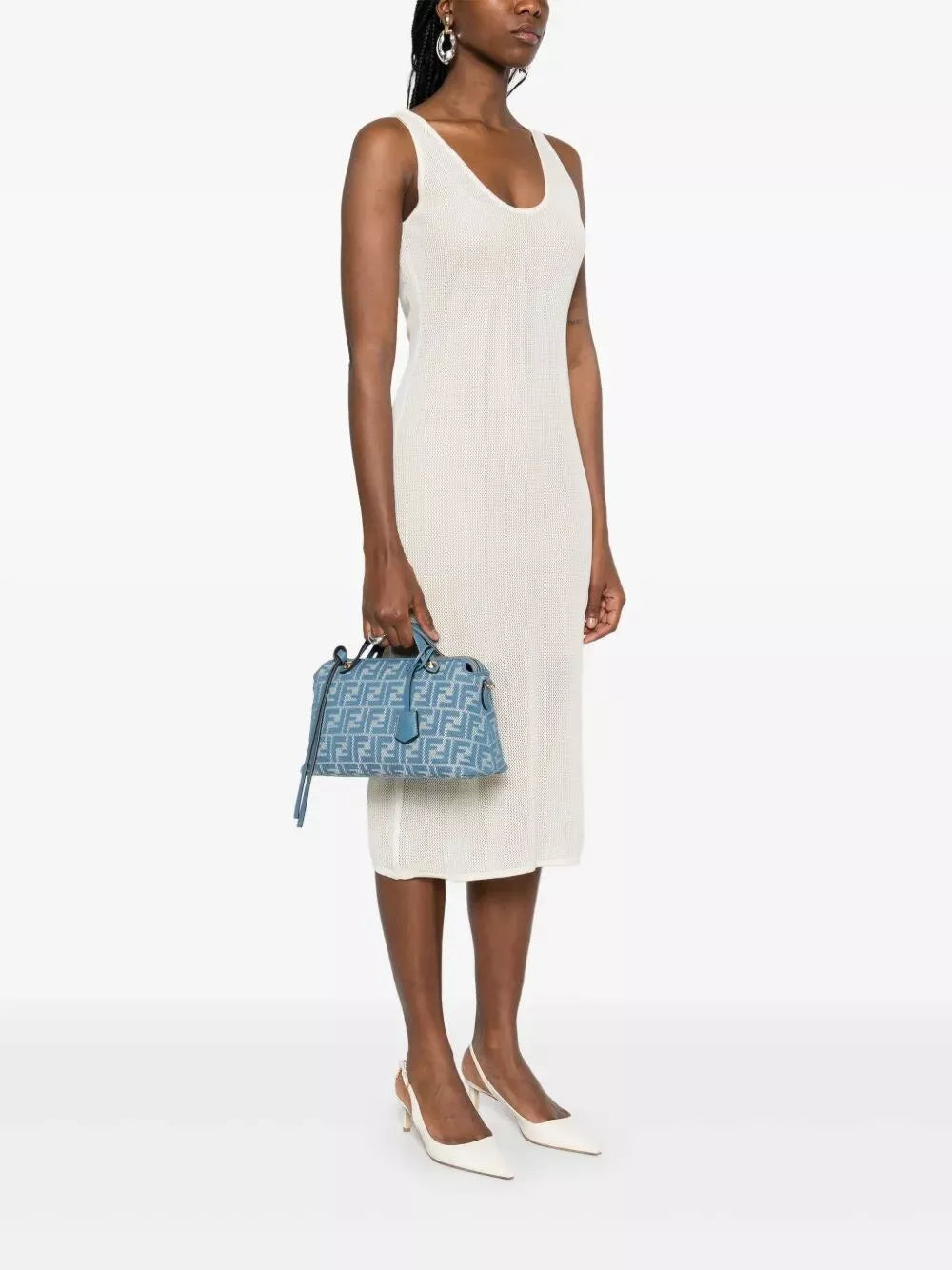 denim-effect ff jacquard by the way soft medium bag