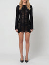 fringe black mini dress