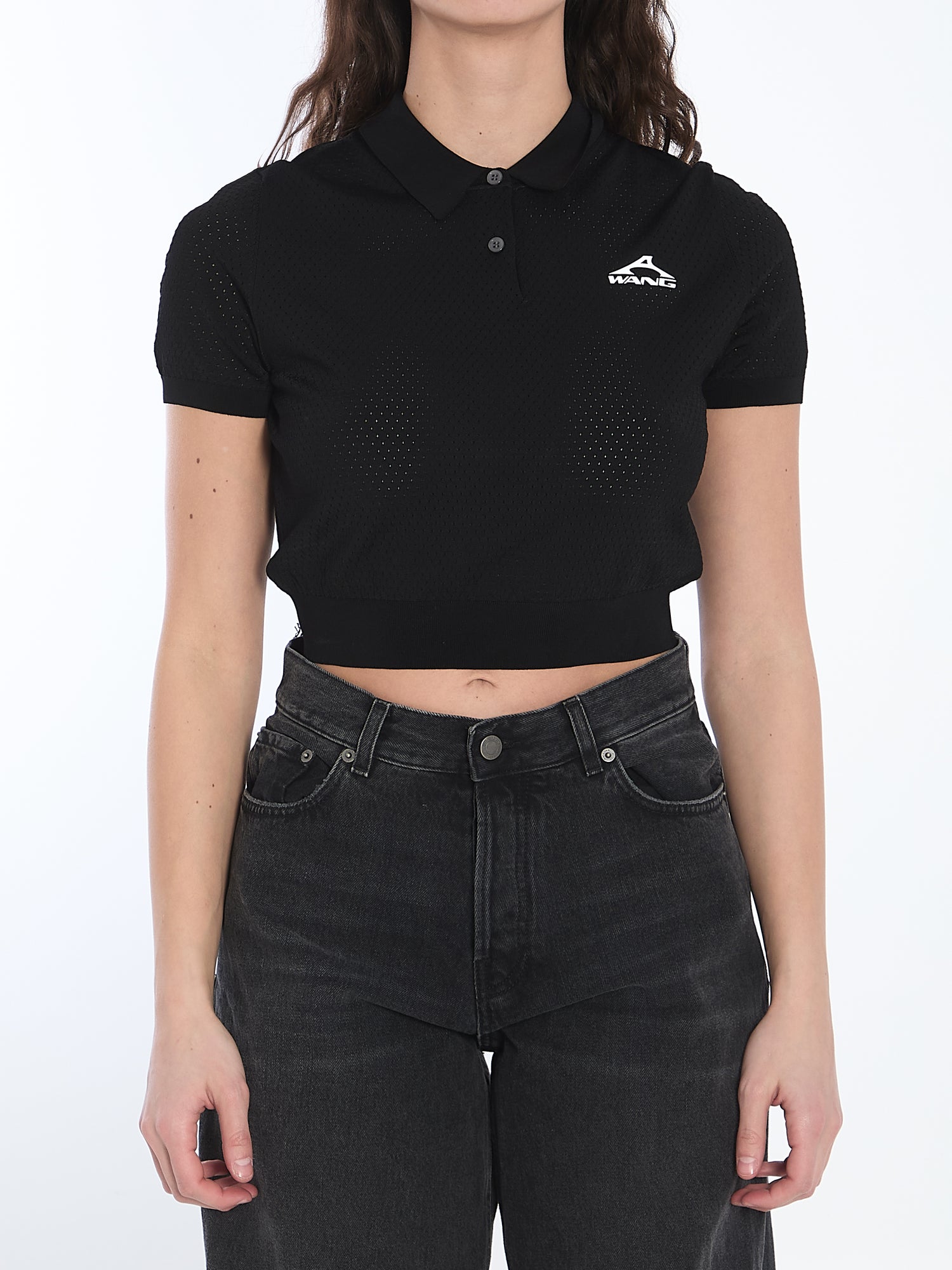 ALEXANDER WANG M cropped polo shirt with 3d logo