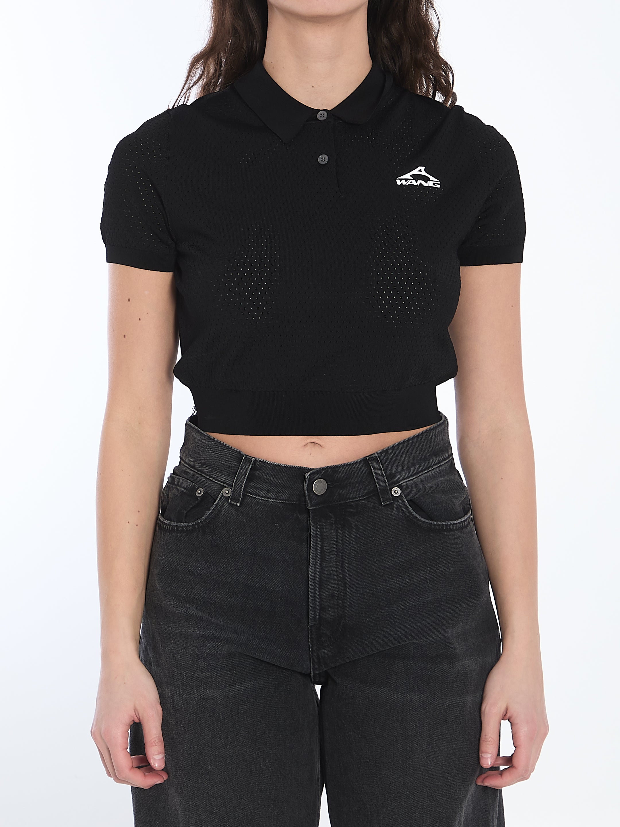 ALEXANDER WANG M cropped polo shirt with 3d logo