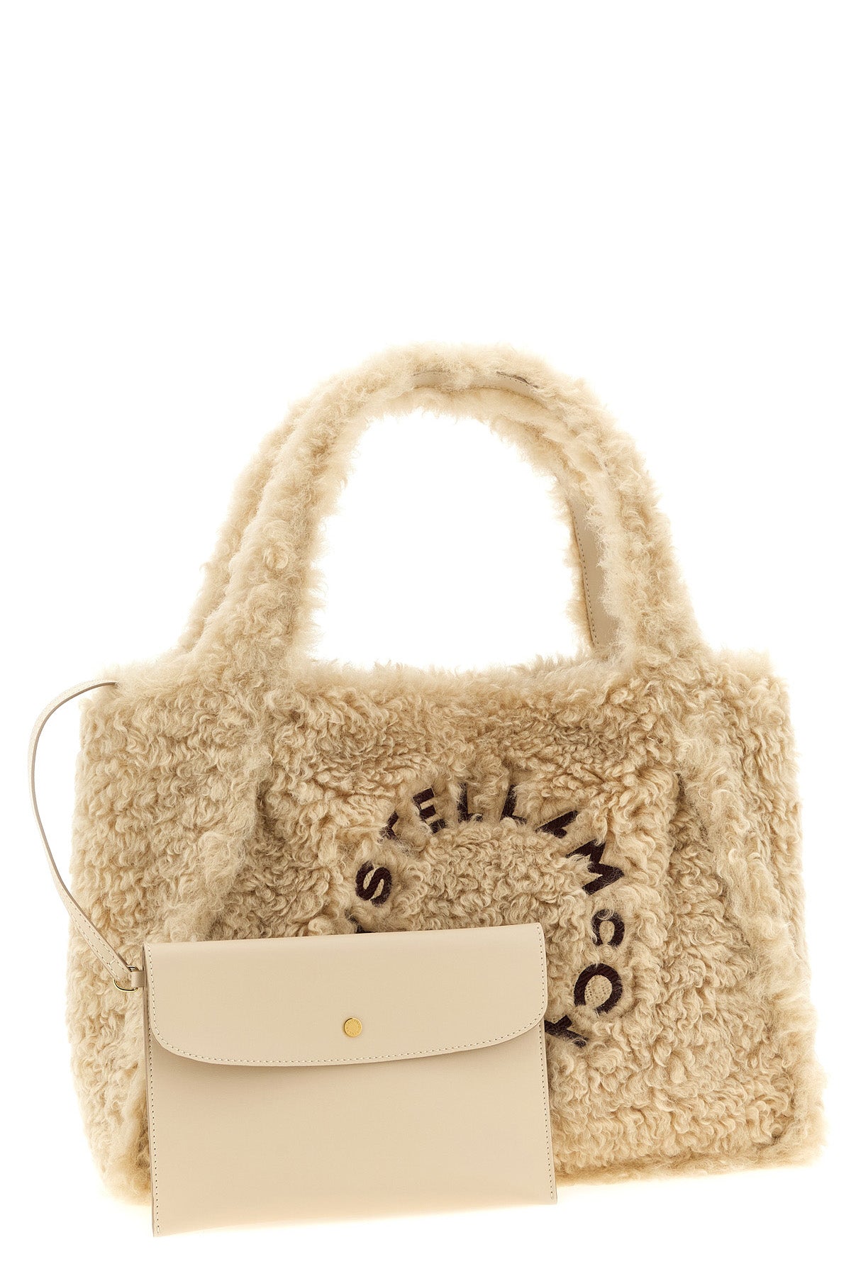 the stella mccartney eco sheepskin tote bag stands out for its soft and unstruct