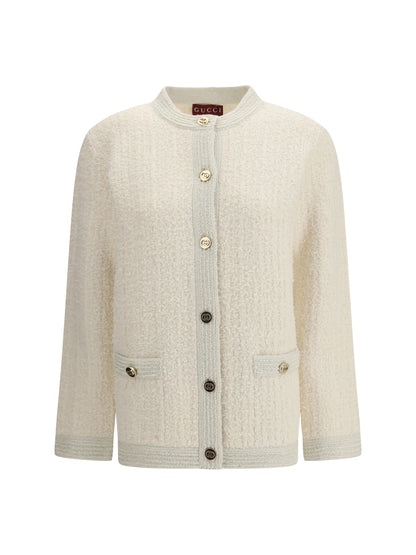 GUCCI S bouclé lamé wool cardigan
