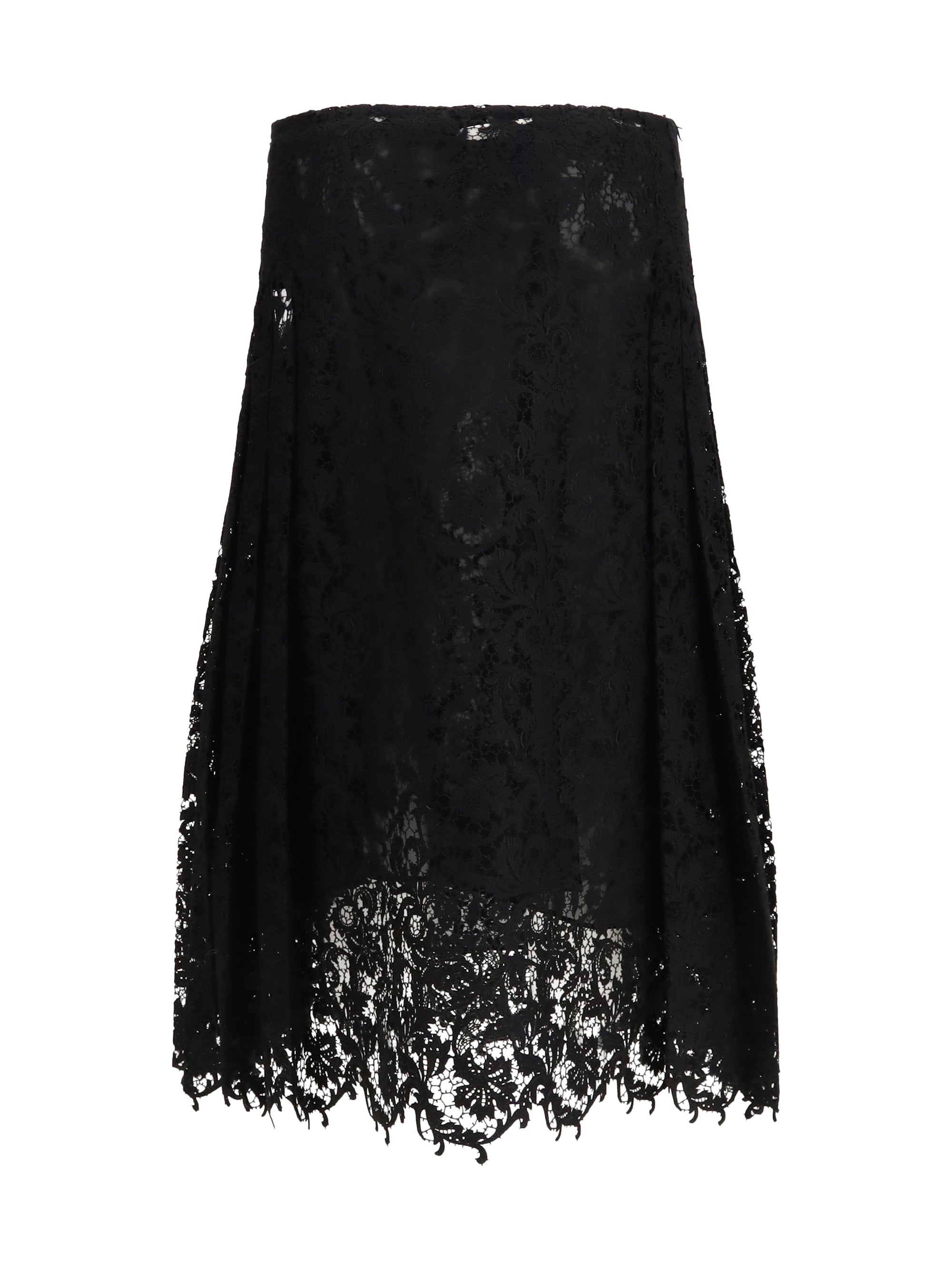 flared midi skirt in macramé lace