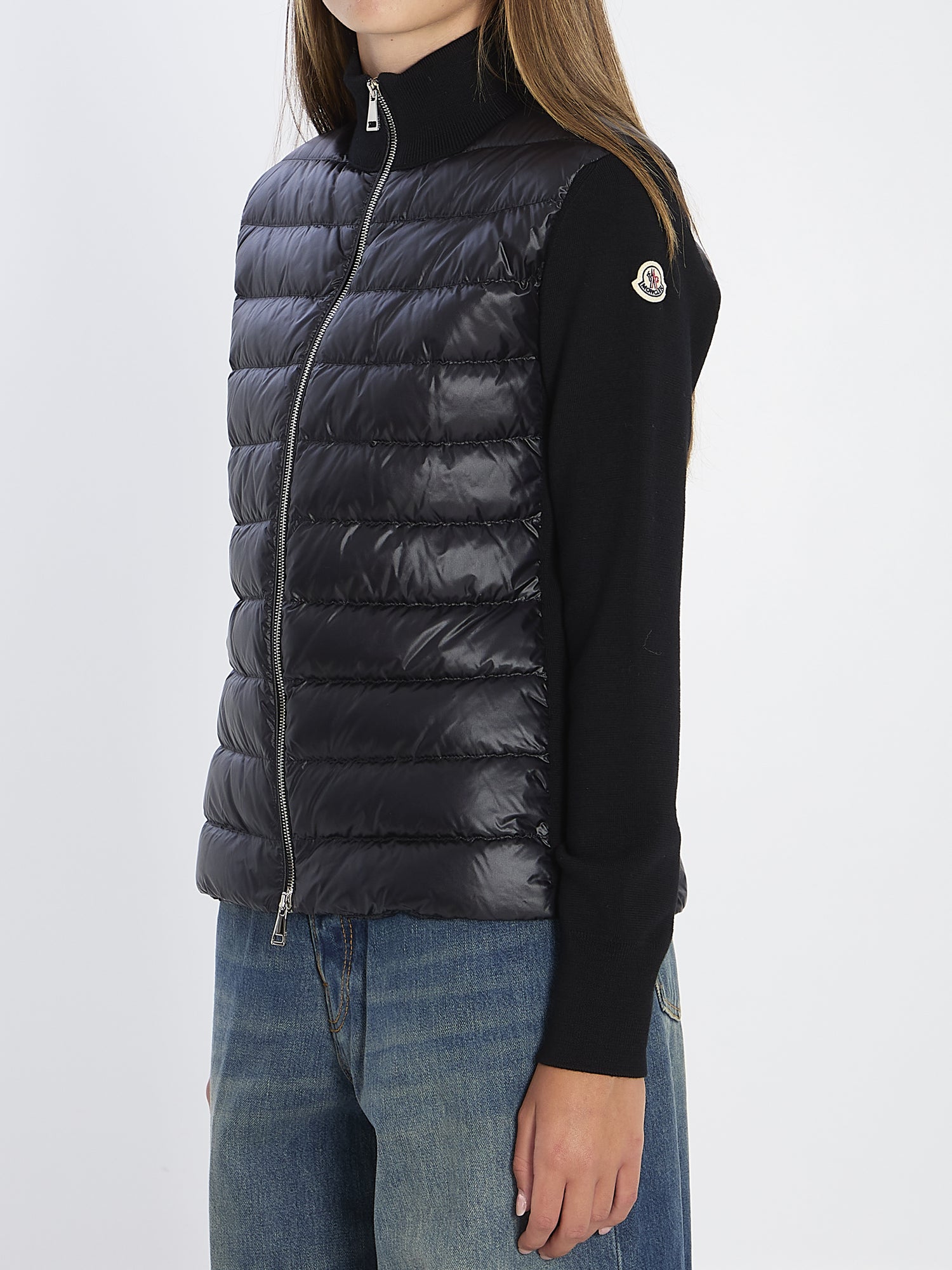MONCLER S padded wool cardigan with zip