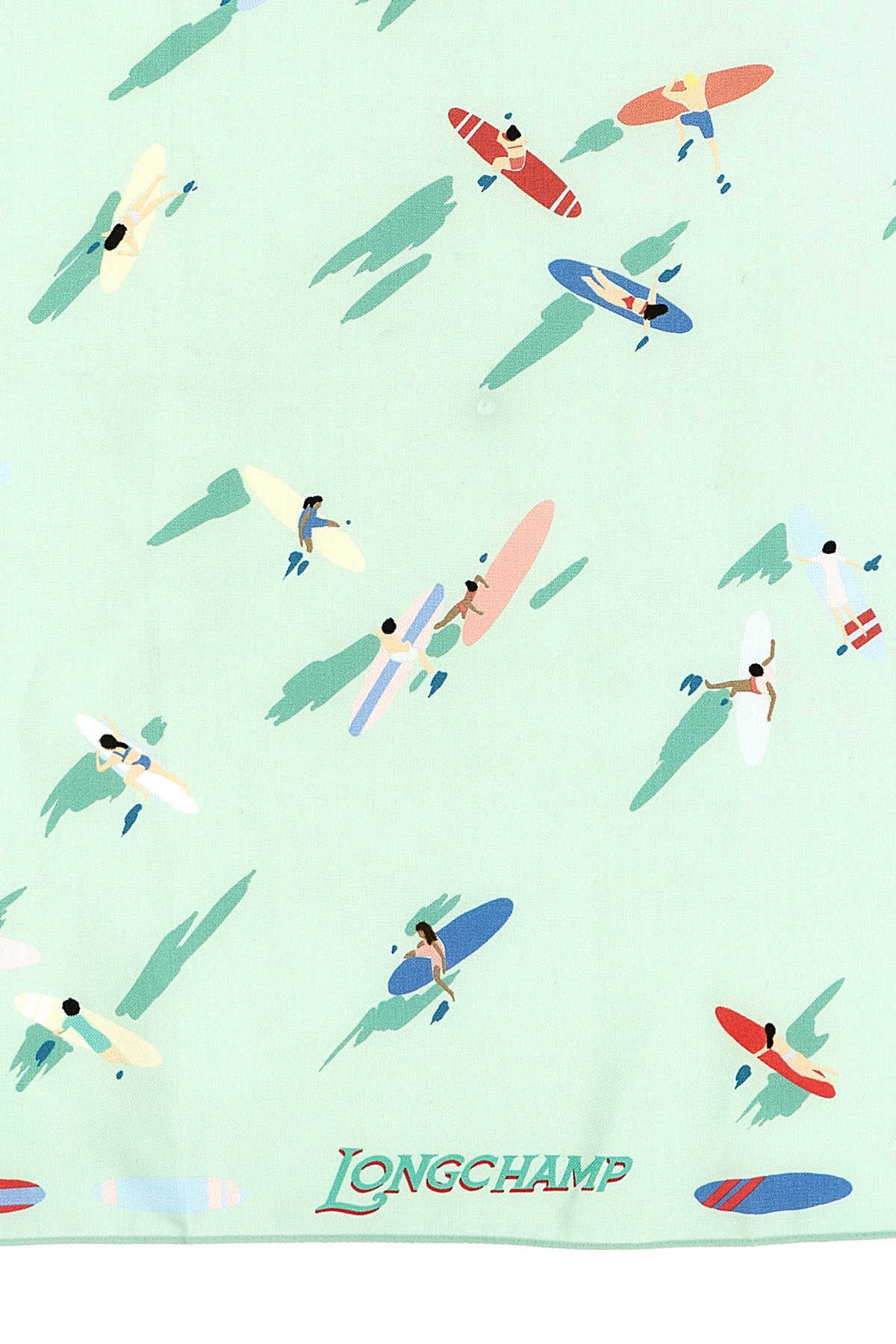 the longchamp en attendant la vague scarf is made of pure silk twill