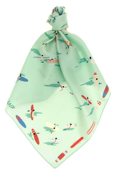 the longchamp en attendant la vague scarf is made of pure silk twill