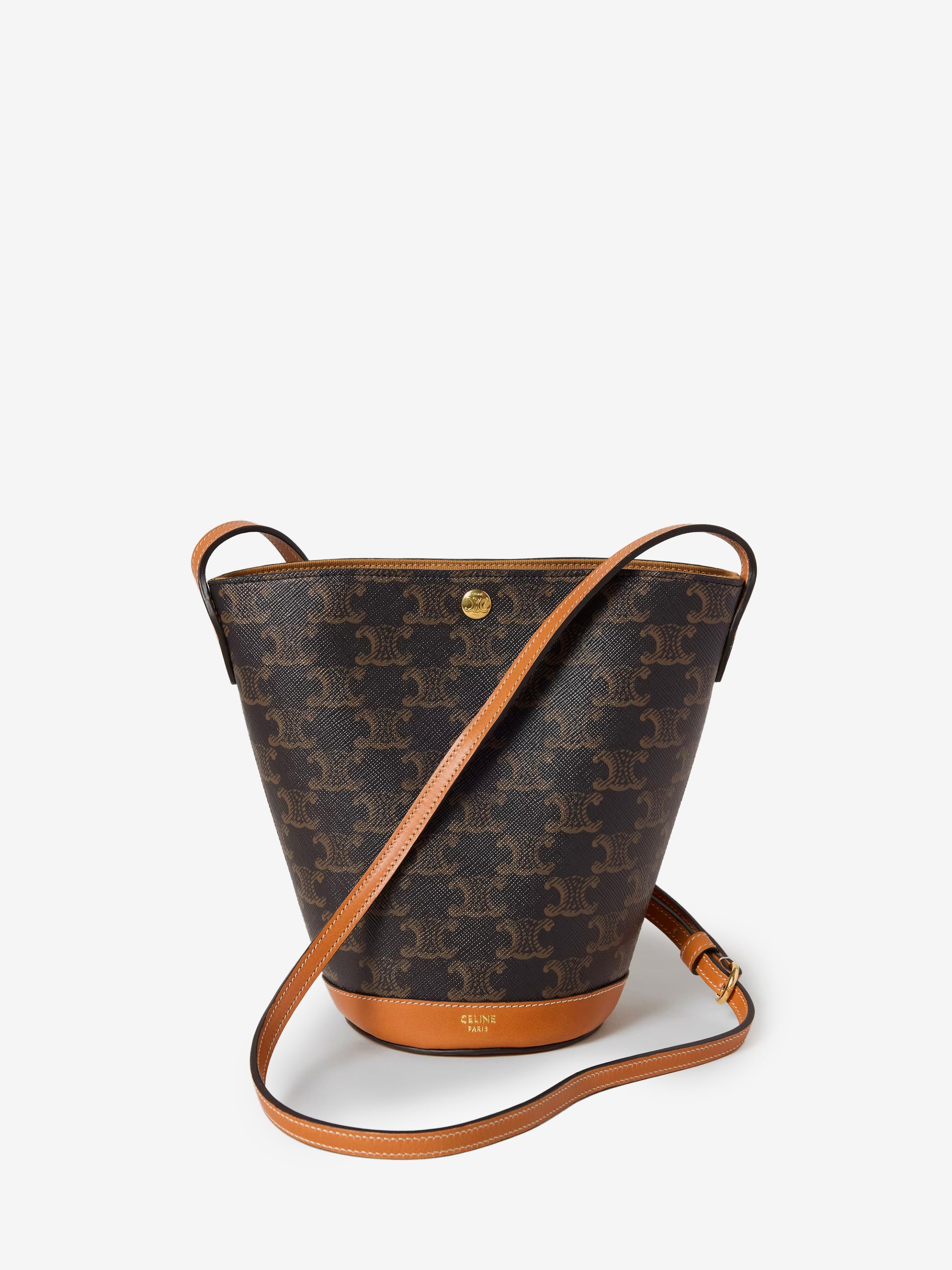 small bucket bag in miel triomphe canvas