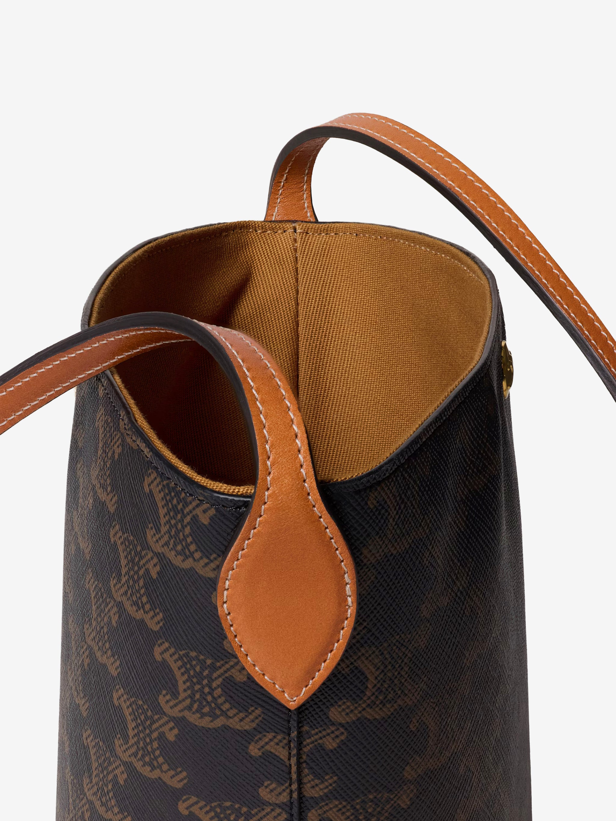 small bucket bag in miel triomphe canvas