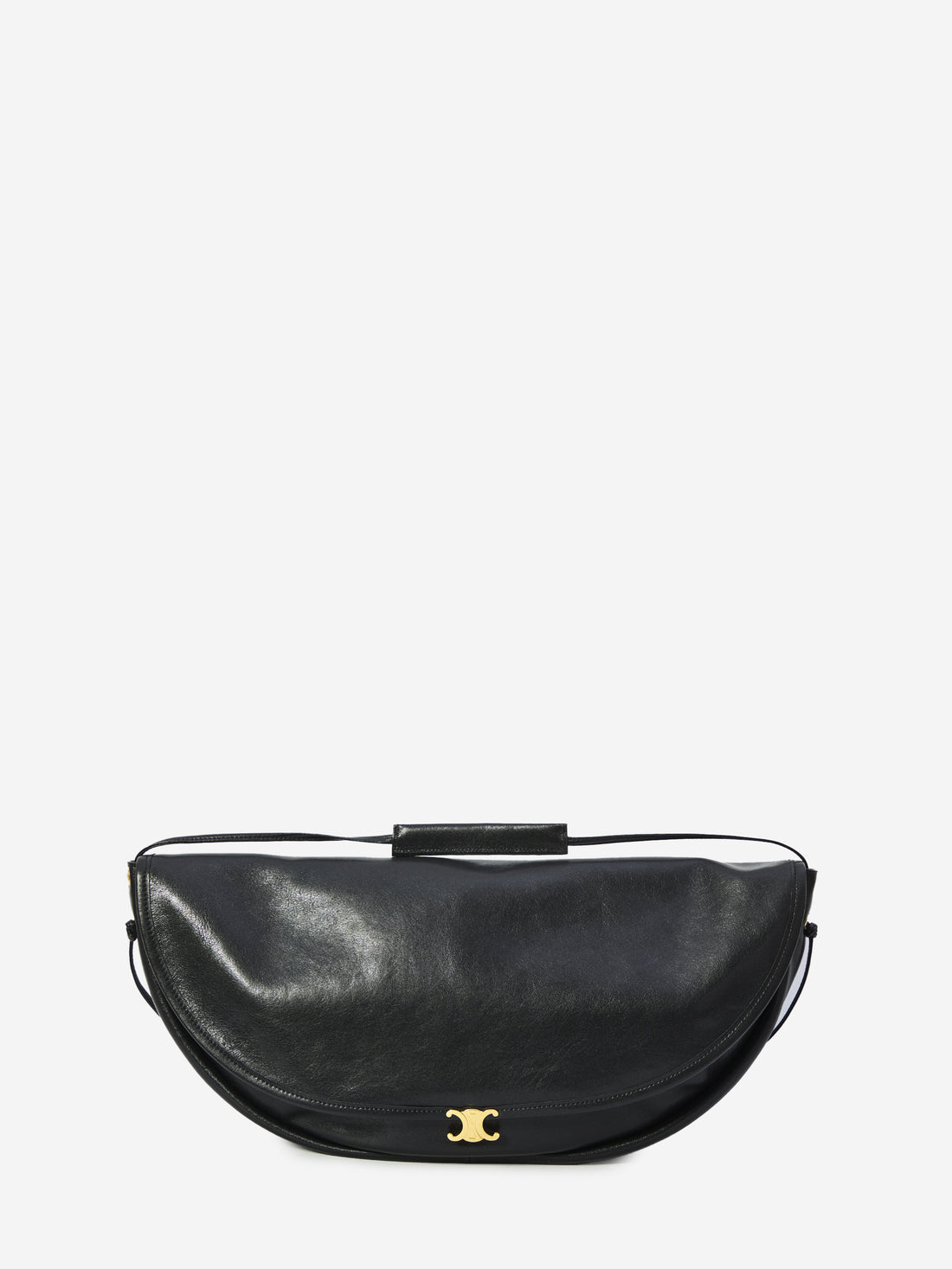 CELINE OS black soft triomphe halfmoon bag