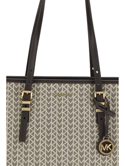 MICHAEL KORS OS quinn large jacquard logo tote bag