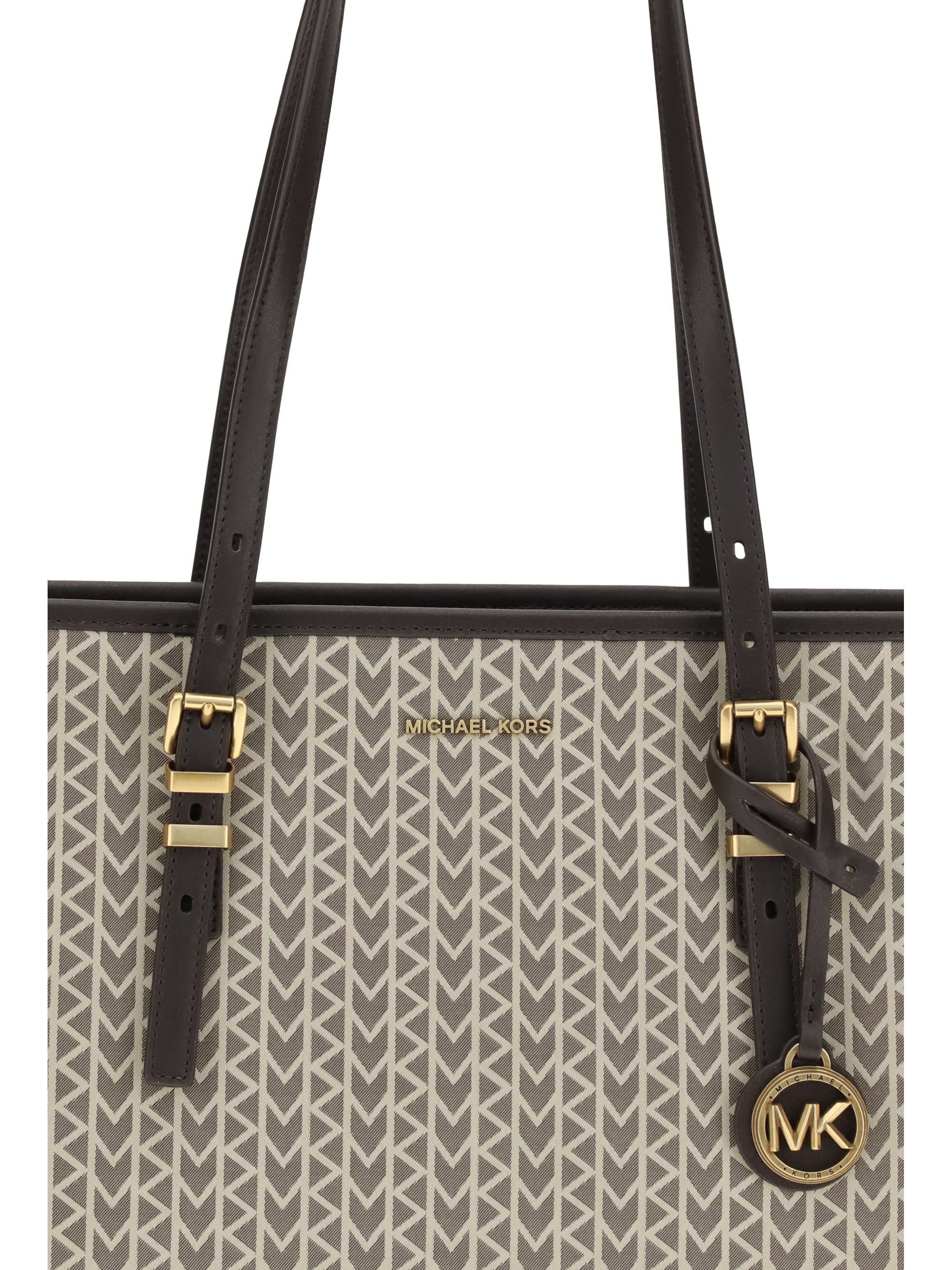 quinn large jacquard logo tote bag