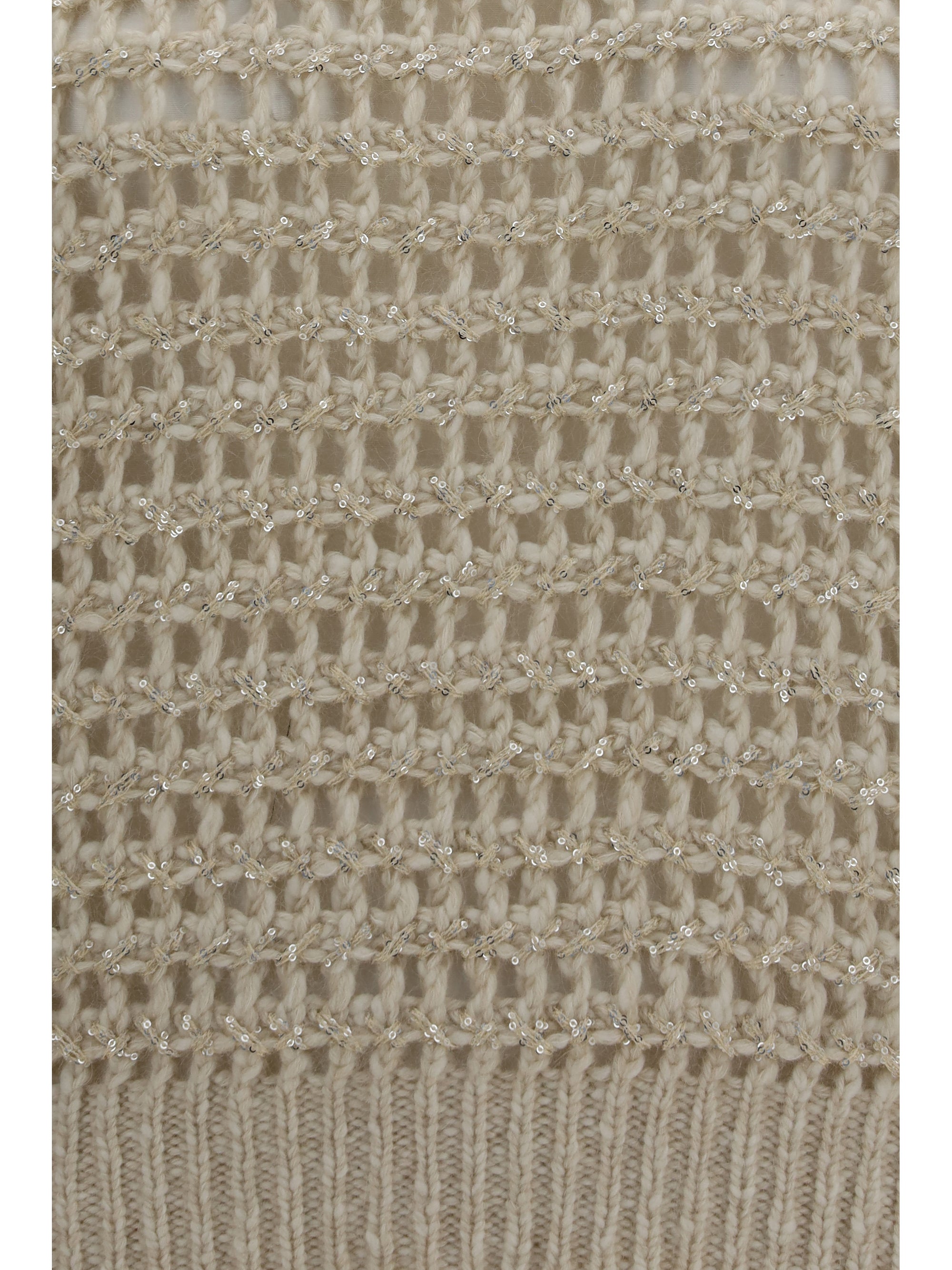 dazzling open-knit virgin wool and cashmere sweater