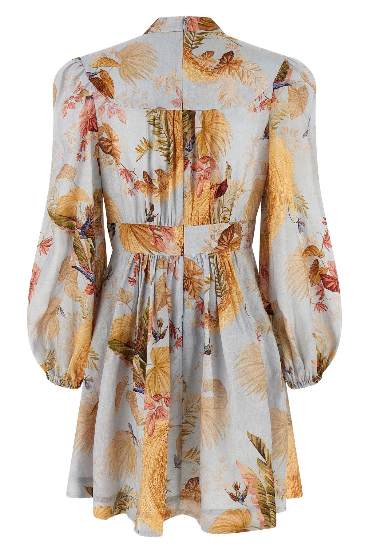 acension plunge floral print linen mini dress