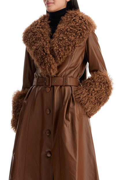 long foxy leather and shearling coat