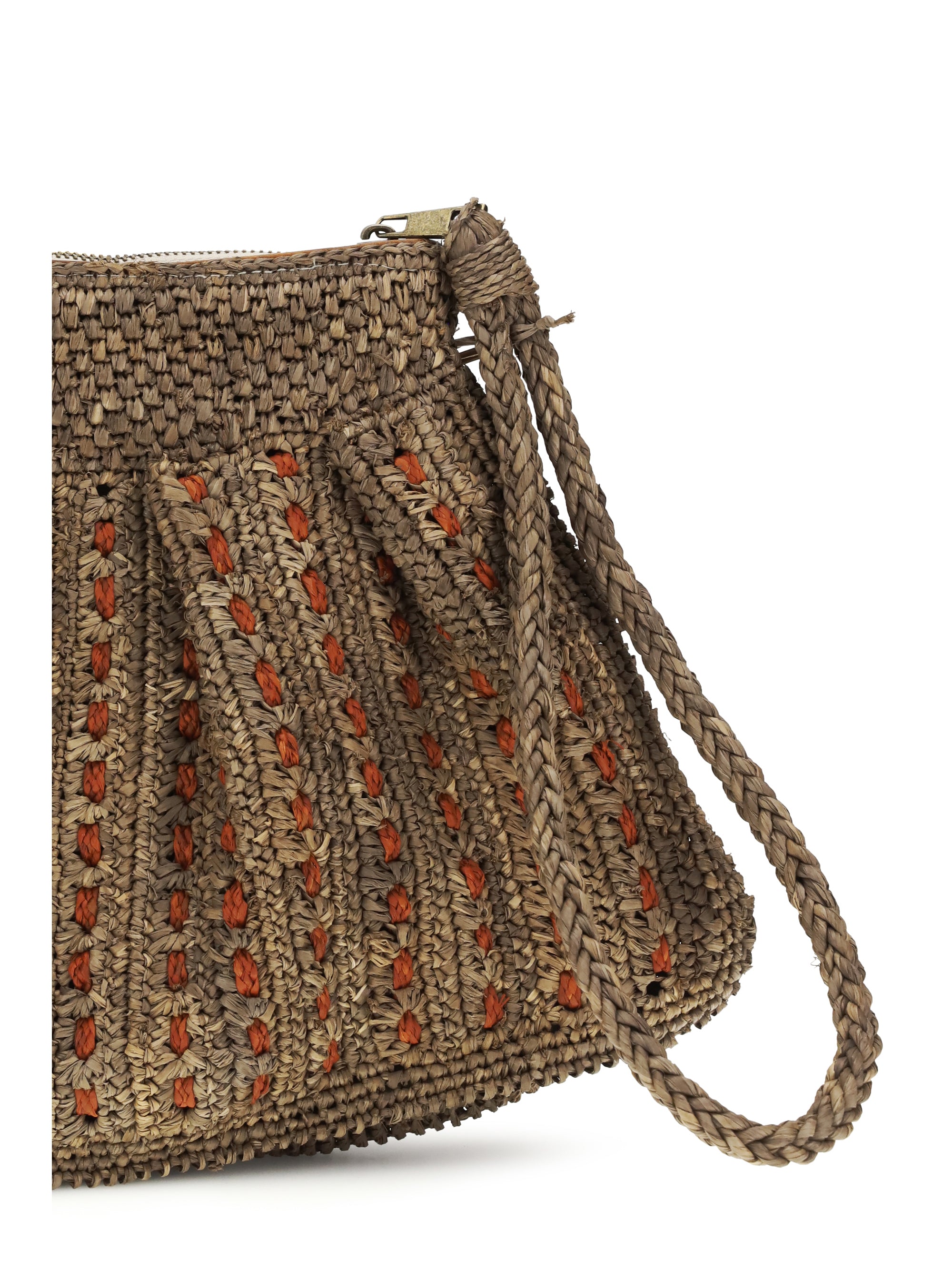 mezzo raffia clutch