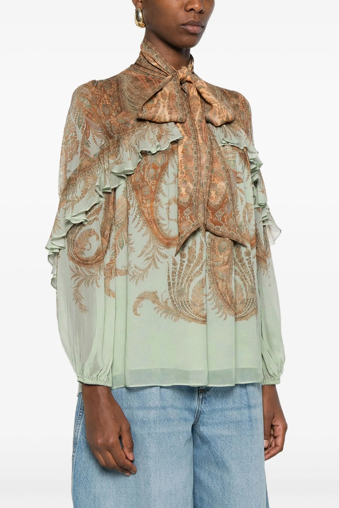 ZIMMERMANN 0 memento flutter semi-transparent crepe de chine blouse