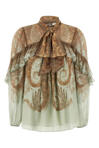 memento flutter semi-transparent crepe de chine blouse