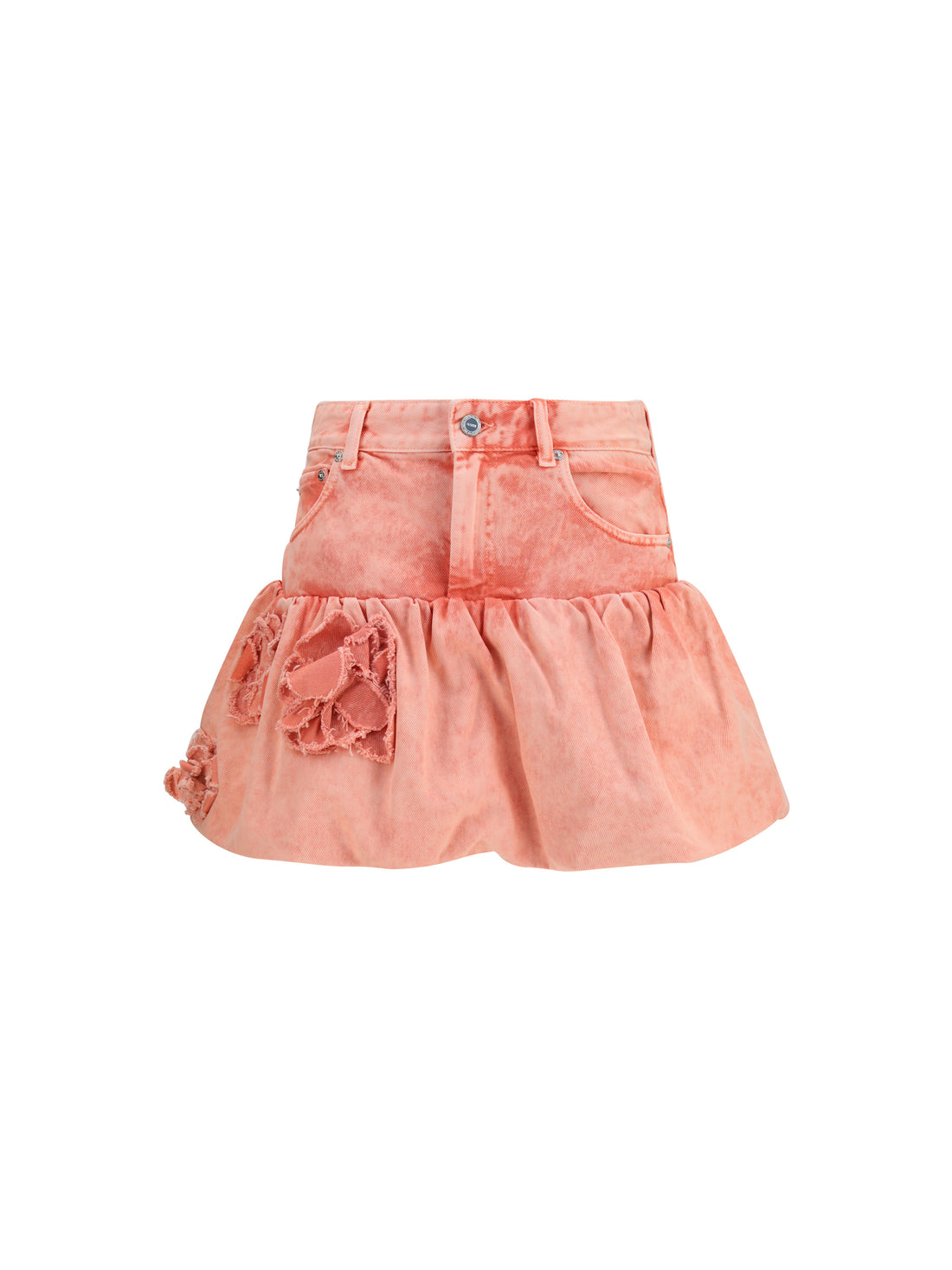 GANNI 36 mini bubble skirt in denim with appliqué roses