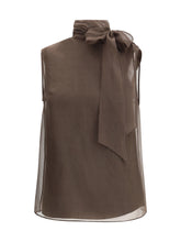 BRUNELLO CUCINELLI L crispy silk top with lavallière